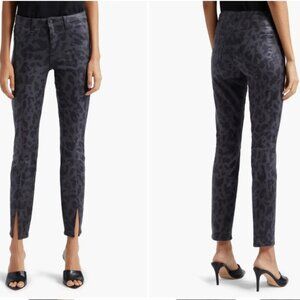 L'AGENCE Jyothi Coated High Waist Skinny Jeans Black Tone Leopard 25 NWT